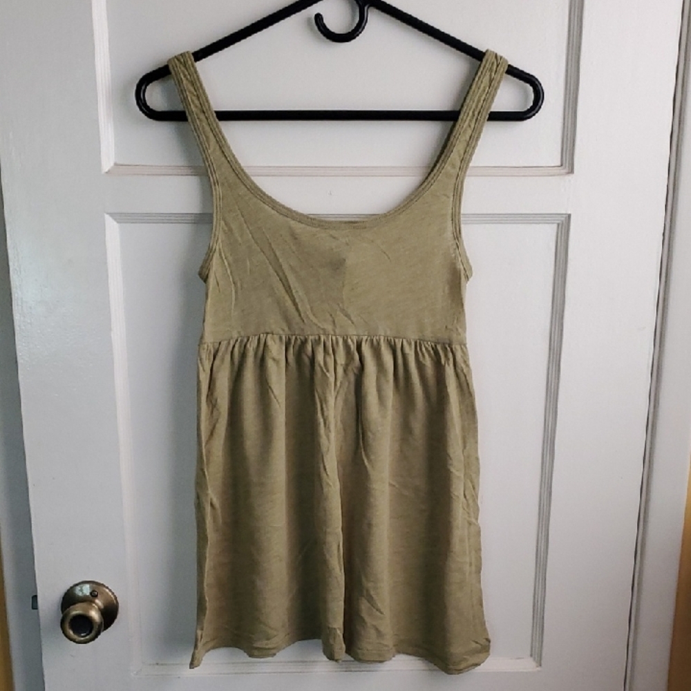 Alternative Green Smocked Sleeveless Tank Top